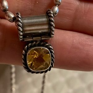 925 Sterling Silver and Citrine Pillow Cut Pendant